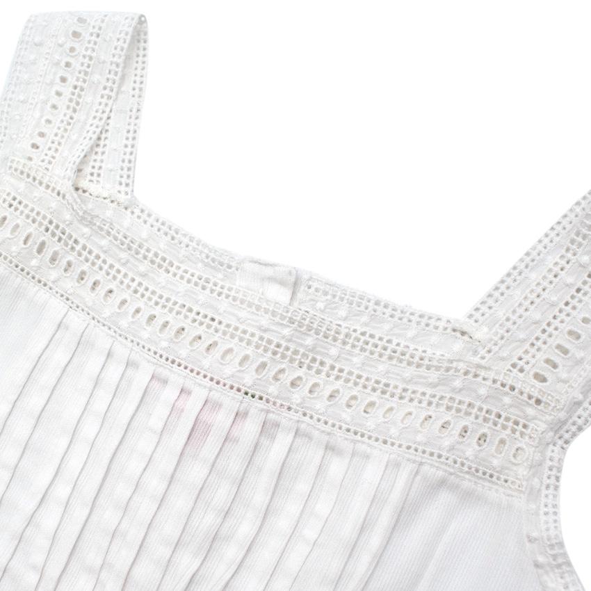 Bonpoint White Cotton Lace Details Ruffled Top