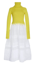 Loewe Yellow Wool Roll Neck Sheer Dress