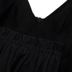Sacai Black Wool Pleated Denim Skirt Midi Dress
