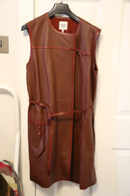 Hermes Soft Maroon Leather Long Gilet