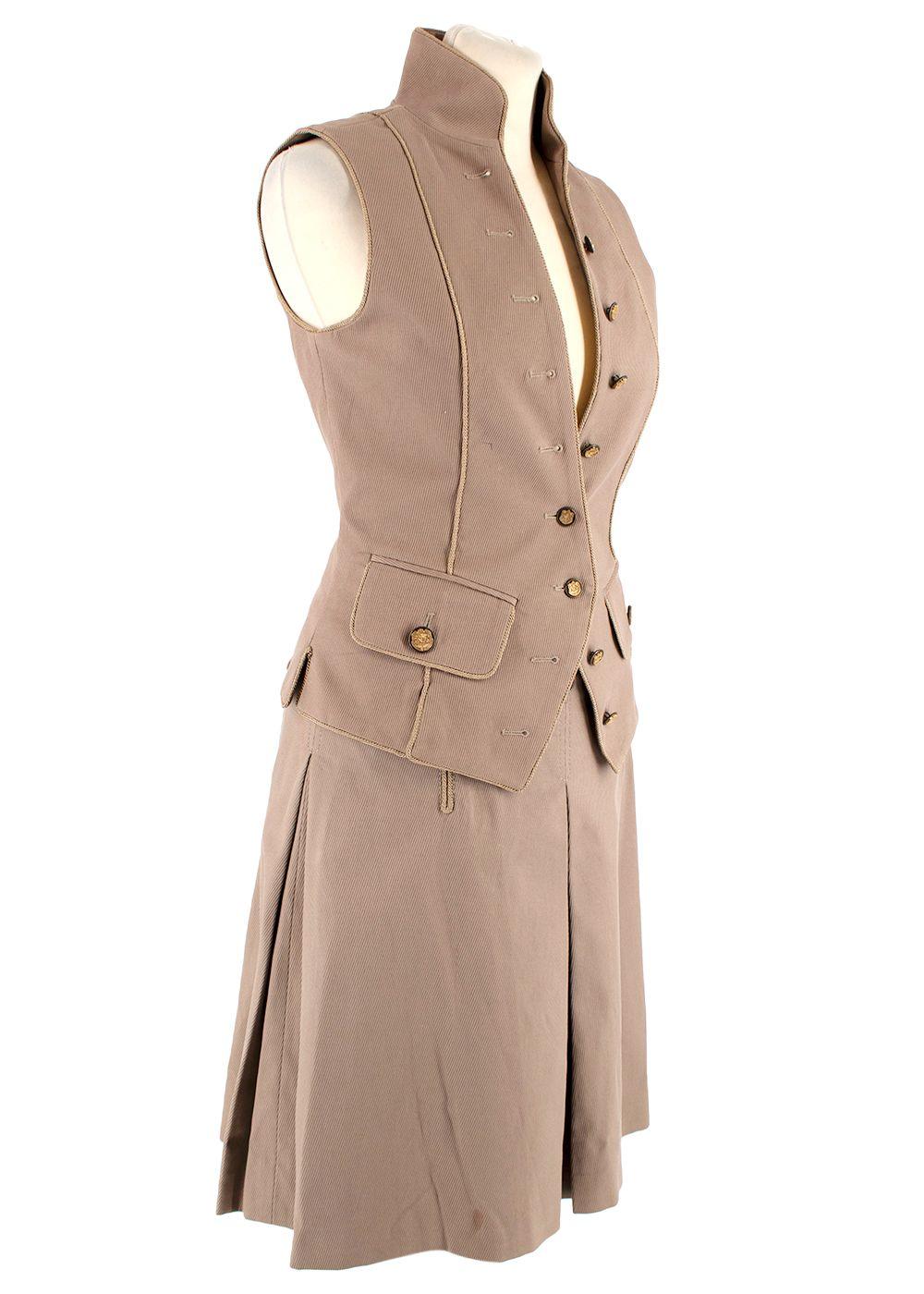 Cotton Corduroy Vintage Skirt & Sleeveless Jacket