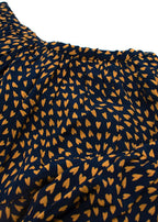Mustard Heart Print Crepe Skater Skirt