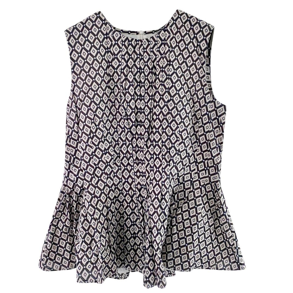 Max Mara Pleated Geometric Print Sleeveless Top