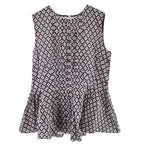 Max Mara Pleated Geometric Print Sleeveless Top