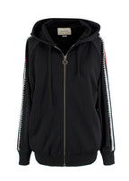 Gucci Black Crystal Stripe Sleeve Zip Up Hoodie