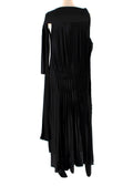 Loewe Black Pleated Asymmetric Contrast Stitch Maxi Dress