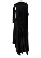 Loewe Black Pleated Asymmetric Contrast Stitch Maxi Dress