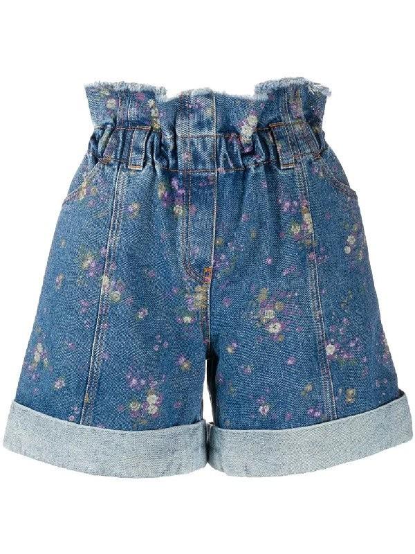 Philosophy di Lorenzo Serafini Floral Paperbag Waist Denim Shorts