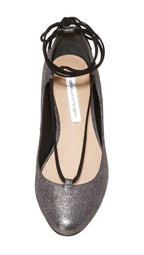 DVF Metallic Lace-Up Ballerinas