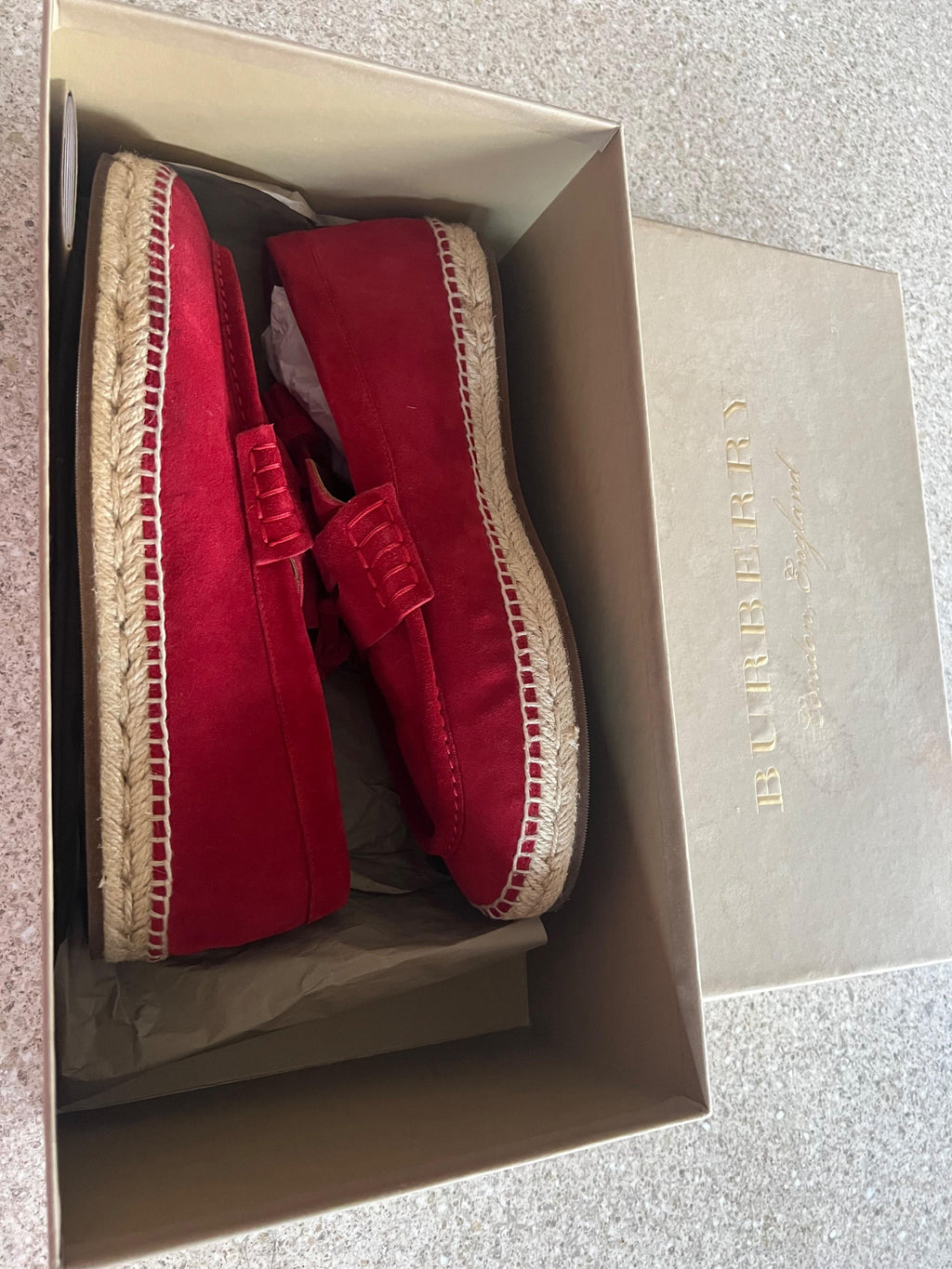 Burberry Red Suede Loafers