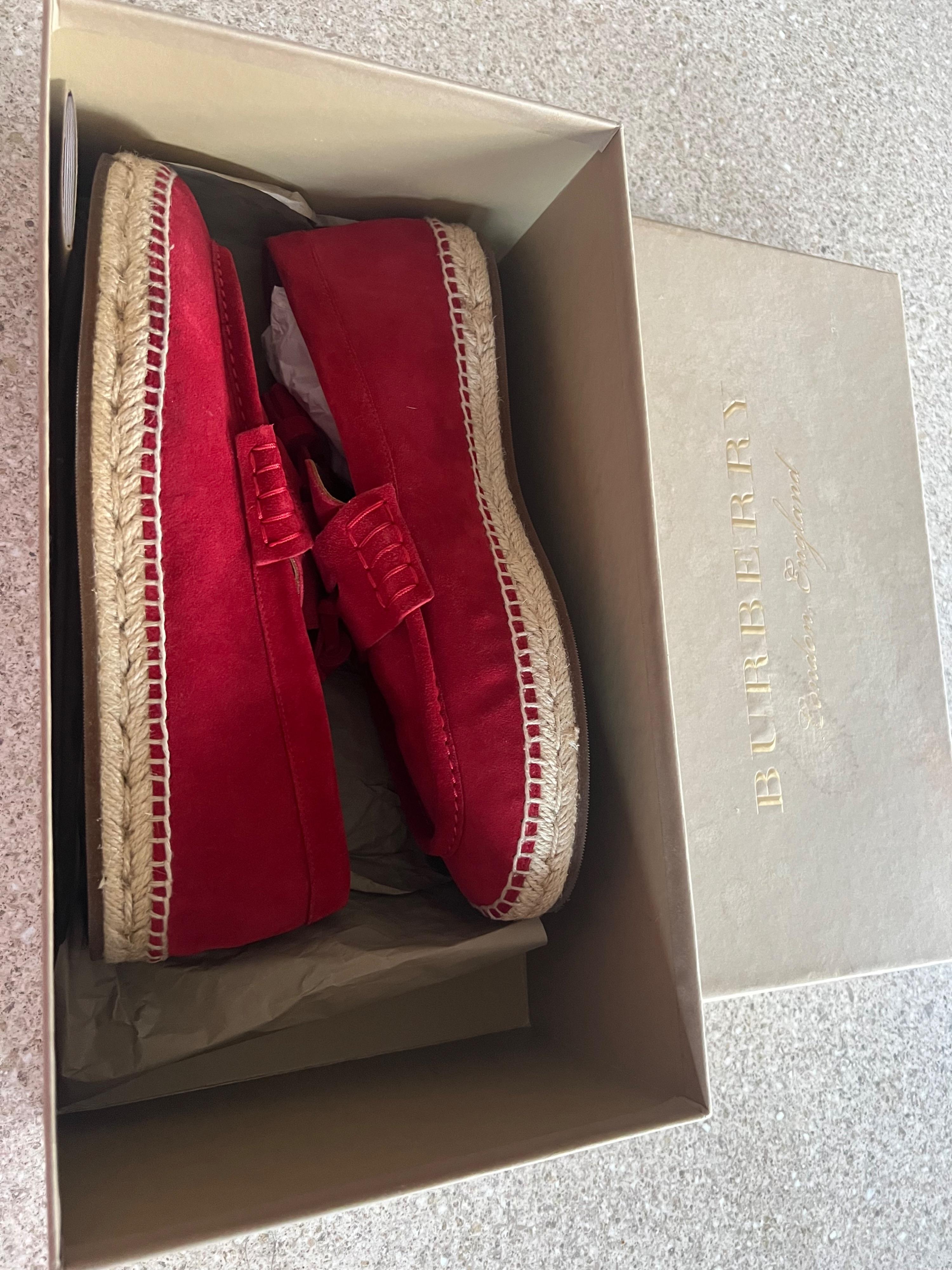 Burberry Red Suede Loafers