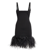 16Arlington  Marabou Feather-Trim Mini Dress