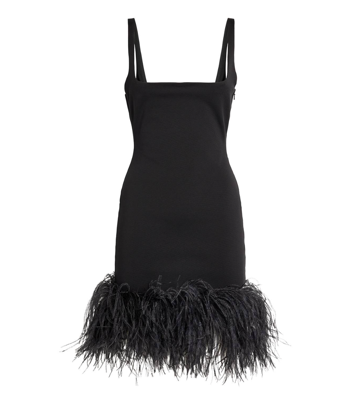 16Arlington  Marabou Feather-Trim Mini Dress