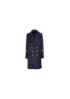 Navy Rabbit-lined wool coat