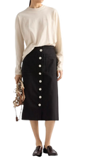 Prada Current Cotton Drill Midi Skirt