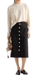 Prada Current Cotton Drill Midi Skirt