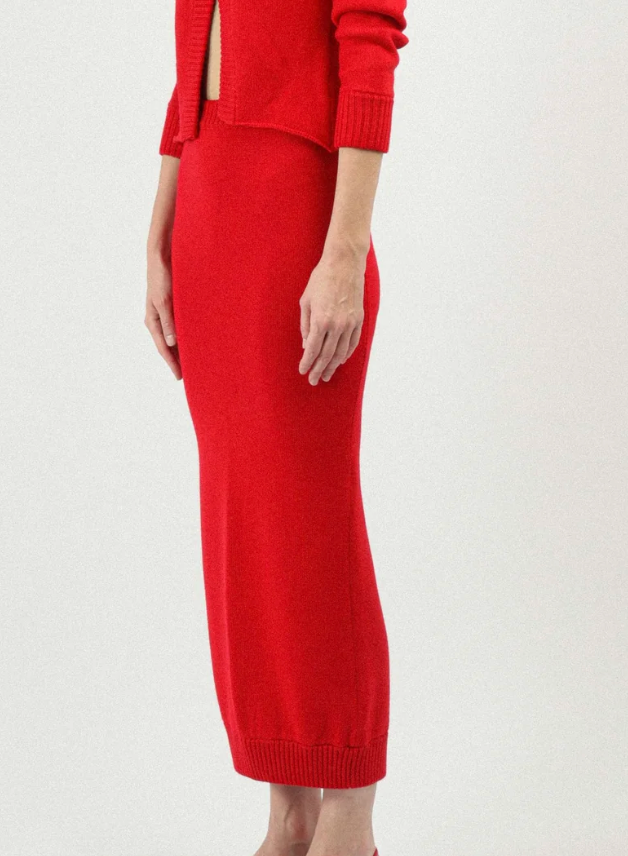 Rowen Rose Wool Knit Skirt