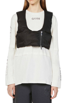 Cropped Black Zip Front Vest