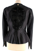 Philipp Plein Fitted Peplum Leather Jacket with Skull Appliqué