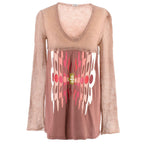Miu Miu Knitted Trim Long-sleeved Top
