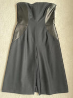 Yves Saint Laurent Vintage Black Leather Panelled Strapless Mini Dress