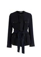 Givenchy Black  Belted  Silk Blend Utility Jacket