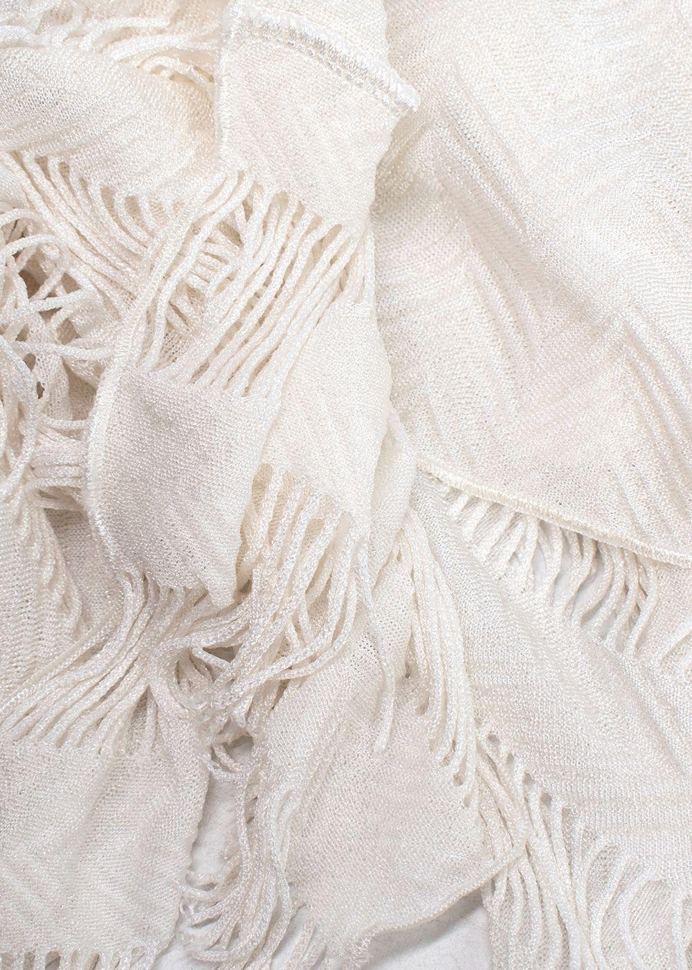 Missoni Mare White Zigzag Woven Draped Top