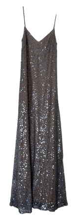 Galvan Silver Sequin Evening Dress