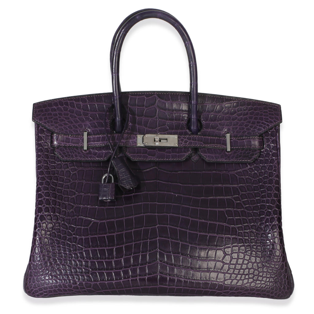 Hermès  Matte Niloticus Amethyst Crocodile Birkin 35 PHW
