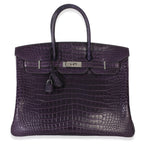 Hermès  Matte Niloticus Amethyst Crocodile Birkin 35 PHW