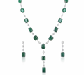 18ct white gold, diamond & emerald jewellery suite