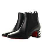 Black Leather Study Heeled Boots