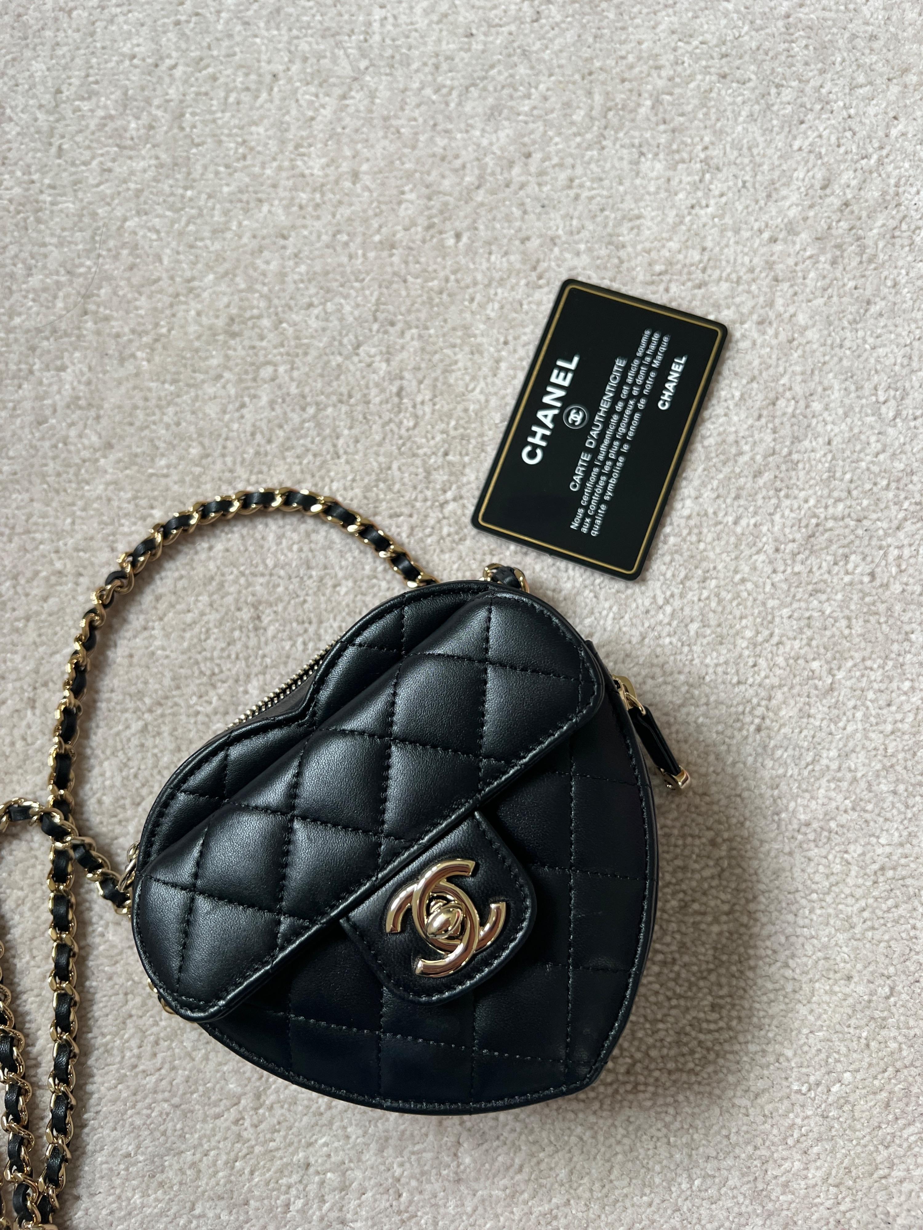 Small Black Lambskin Heart Bag