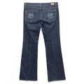 Paige Denim Flared Jeans with Back Pocket Embroidery