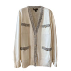 St John Couture Cream Crystal Embellished Cardigan