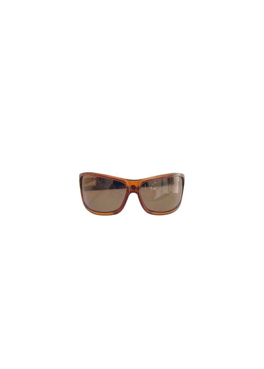 Brown clear acetate rectangle frame sunglasses