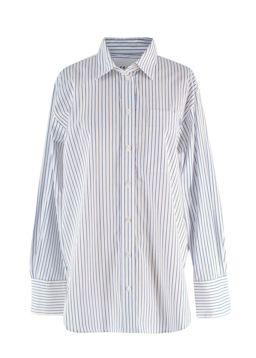 Frame Blue and White Pinstripe Shirt