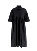 Simone Rocha Black Cotton Poplin Midi Dress