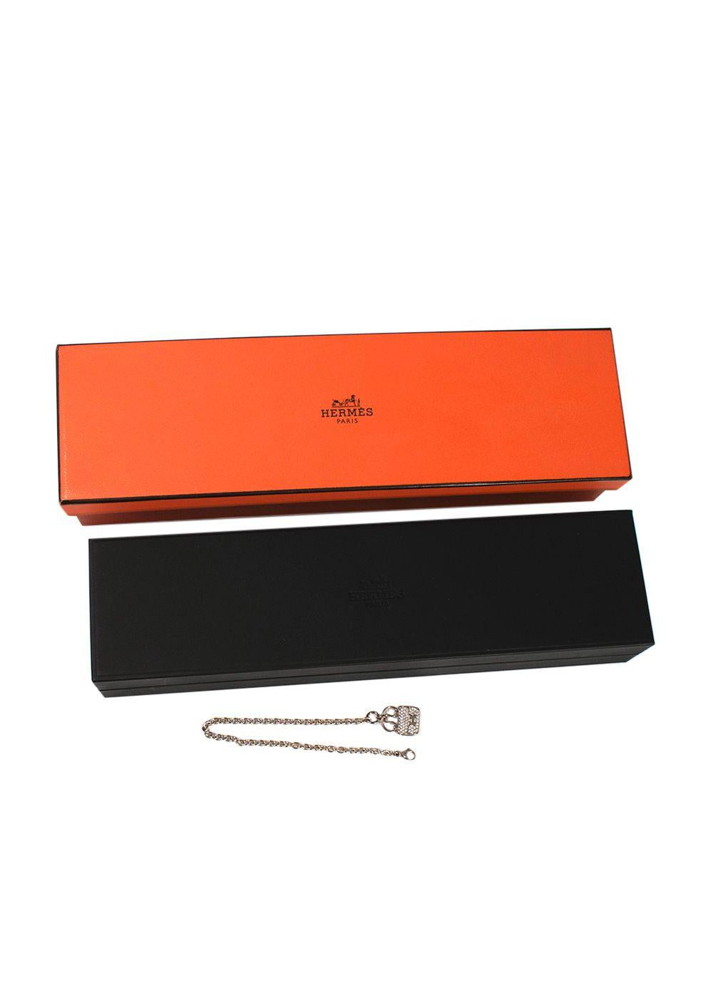 Hermes 18K White Gold Diamond Constance Amulettes Bracelet