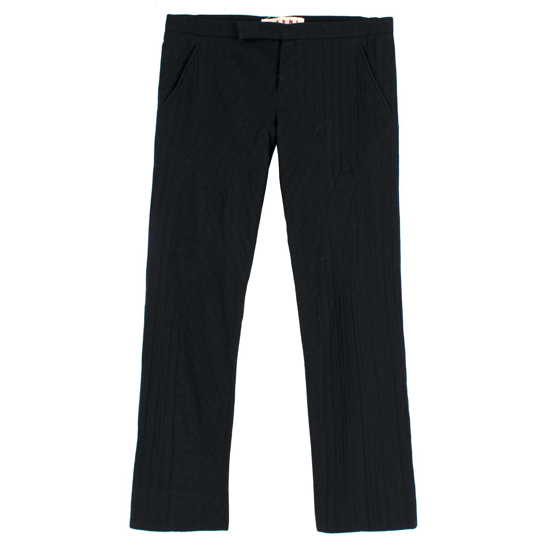 Marni Black Textured Tailored Trousers