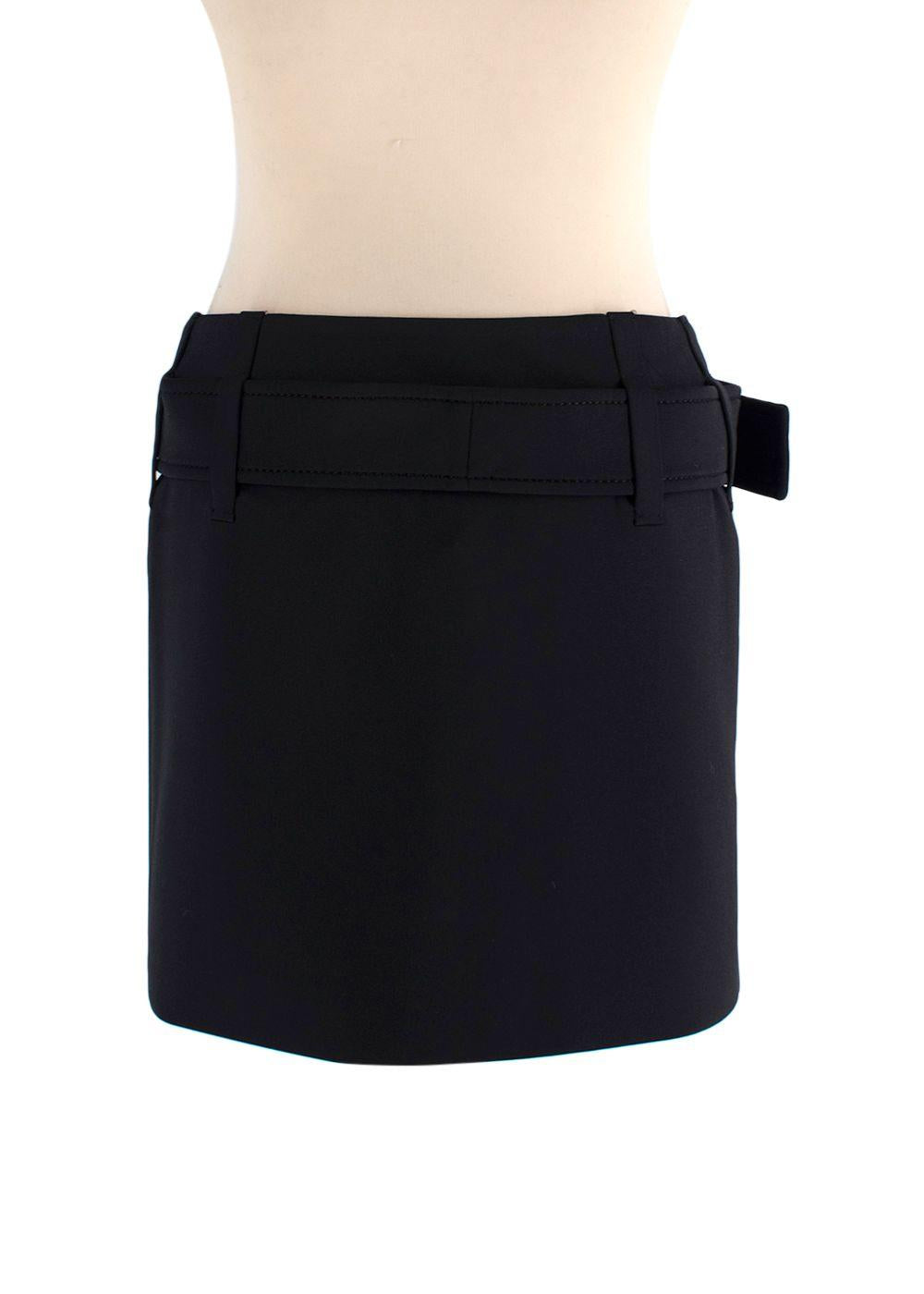 Prada Black Technical Jersey Ruffle Mini Skirt