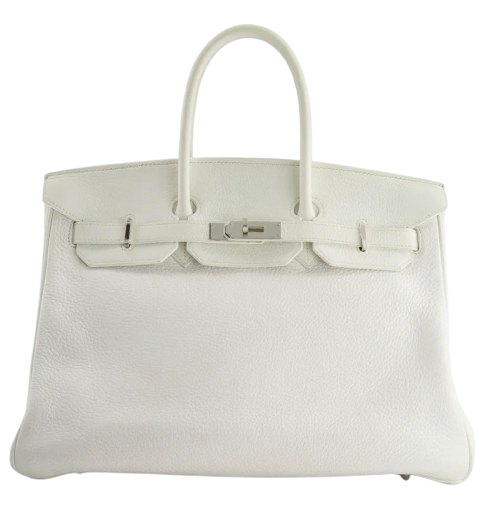 Hermes Birkin 35 Retourne in White Togo Leather with Palladium Hardware