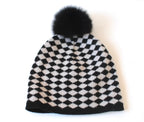 MaxMara Black and White Wool Bobble Hat