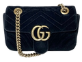 Gucci Black Velvet Marmont Chain Flap Bag