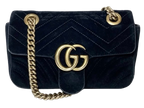 Gucci Black Velvet Marmont Chain Flap Bag