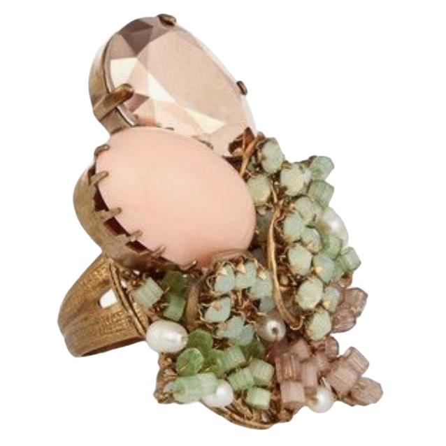 Bijoux De Familie Crystal & Chrysolite Cocktail Ring