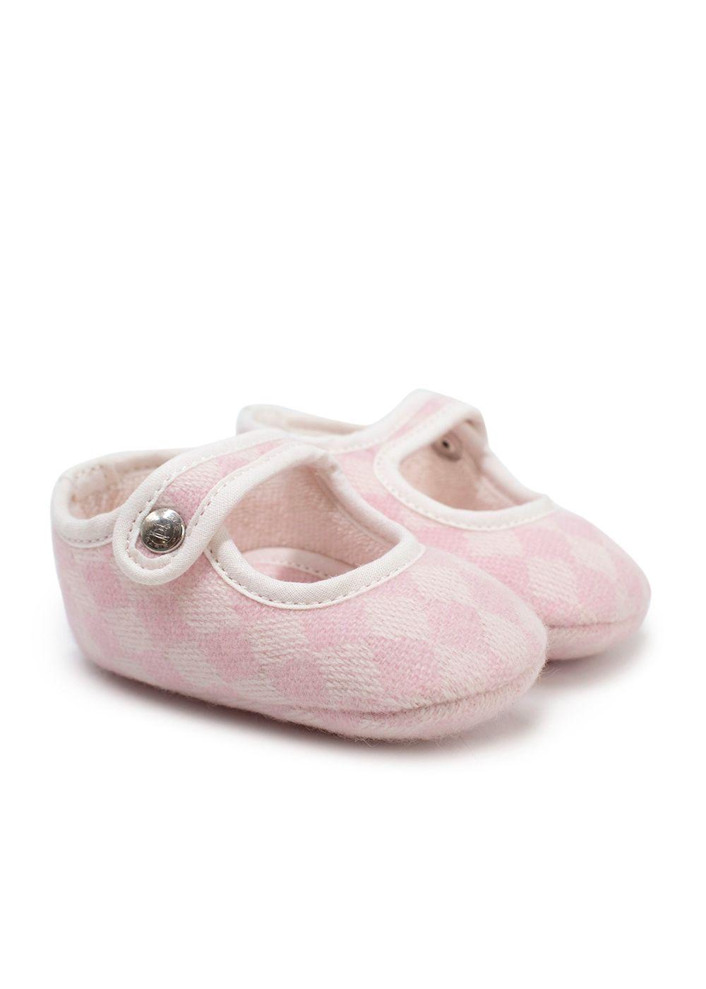 Hermes Pink Chequered Baby Booties