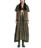 Dior Khaki Union Motif Flared Midi Skirt