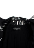 Balmain Black Marble Printed Satin Double Breasted Blazer