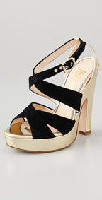 Jerome C. Rousseau Black Suede Sandals